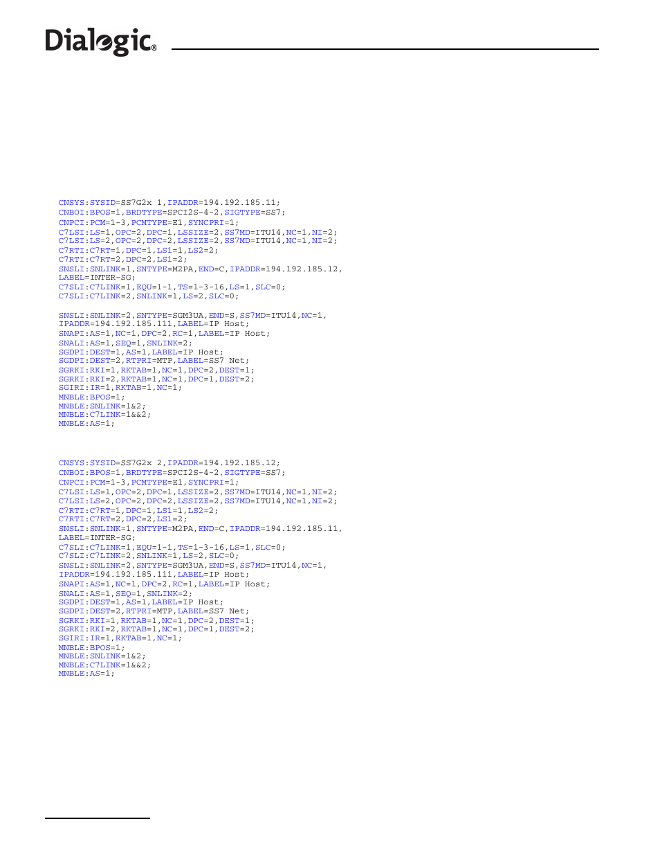 1 sg 1 configuration, 2 sg 2 configuration, 1 sg 1 configuration 11.3.2 sg 2 configuration | Dialogic SS7G2X User Manual | Page 162 / 170