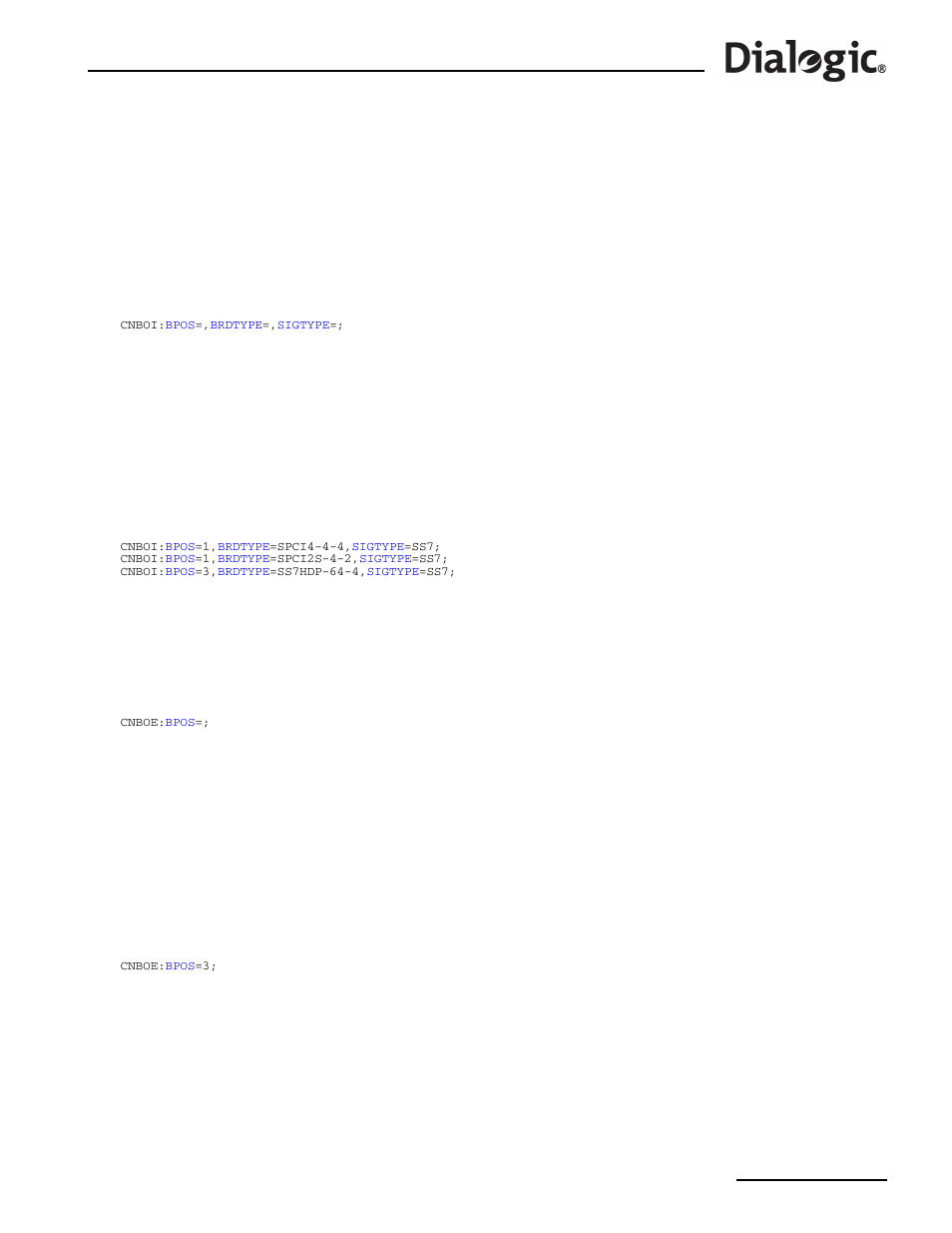 1 cnboi, 2 cnboe, Cnboi – configuration board initiate | Cnboe – configuration board end, Cnboi, Configuration board initiate, Cnboe, Configuration board end | Dialogic SS7G2X User Manual | Page 49 / 170