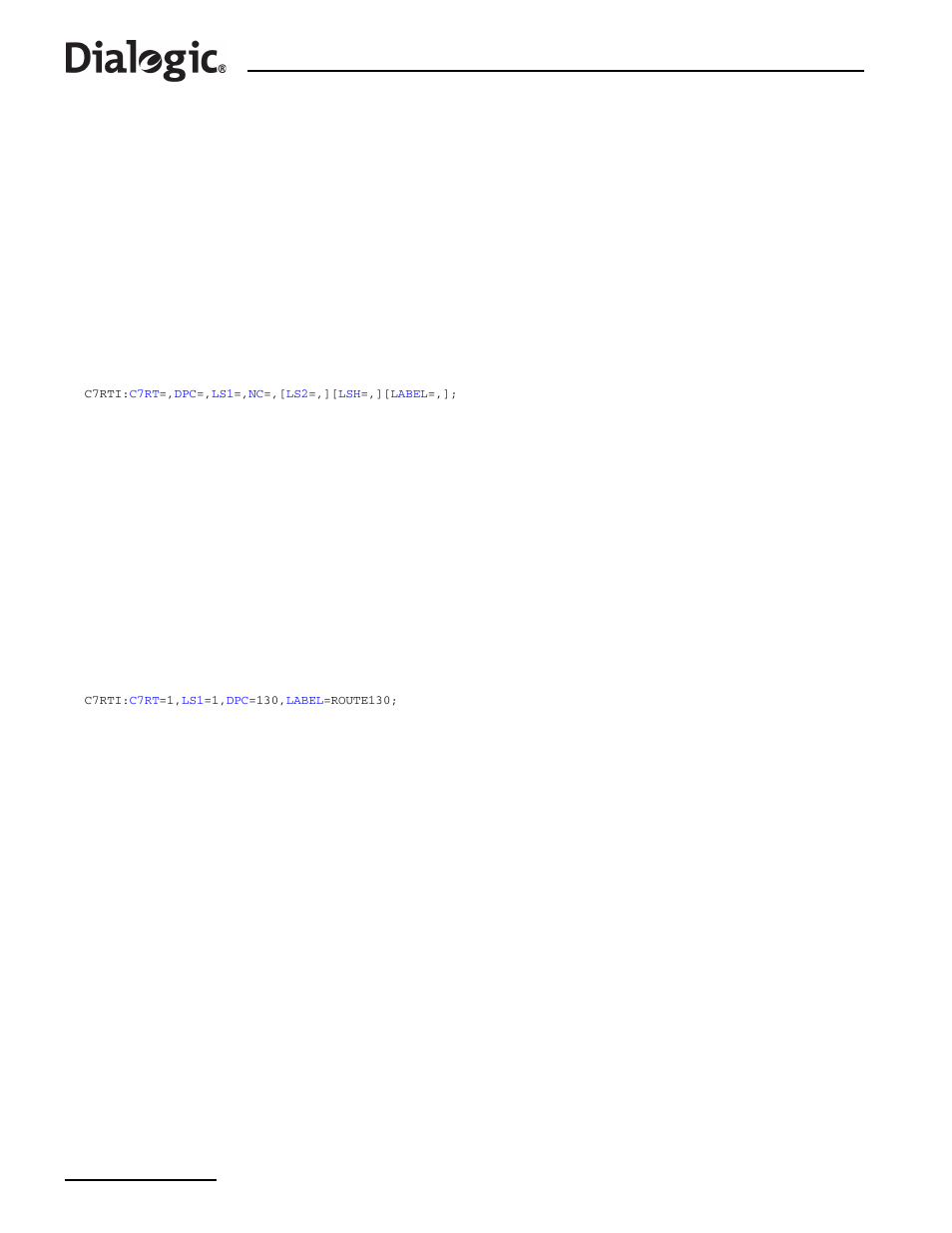 5 c7rti, C7rti – ccs ss7 route initiate, C7rti | Ccs ss7 route initiate | Dialogic SS7G2X User Manual | Page 70 / 170