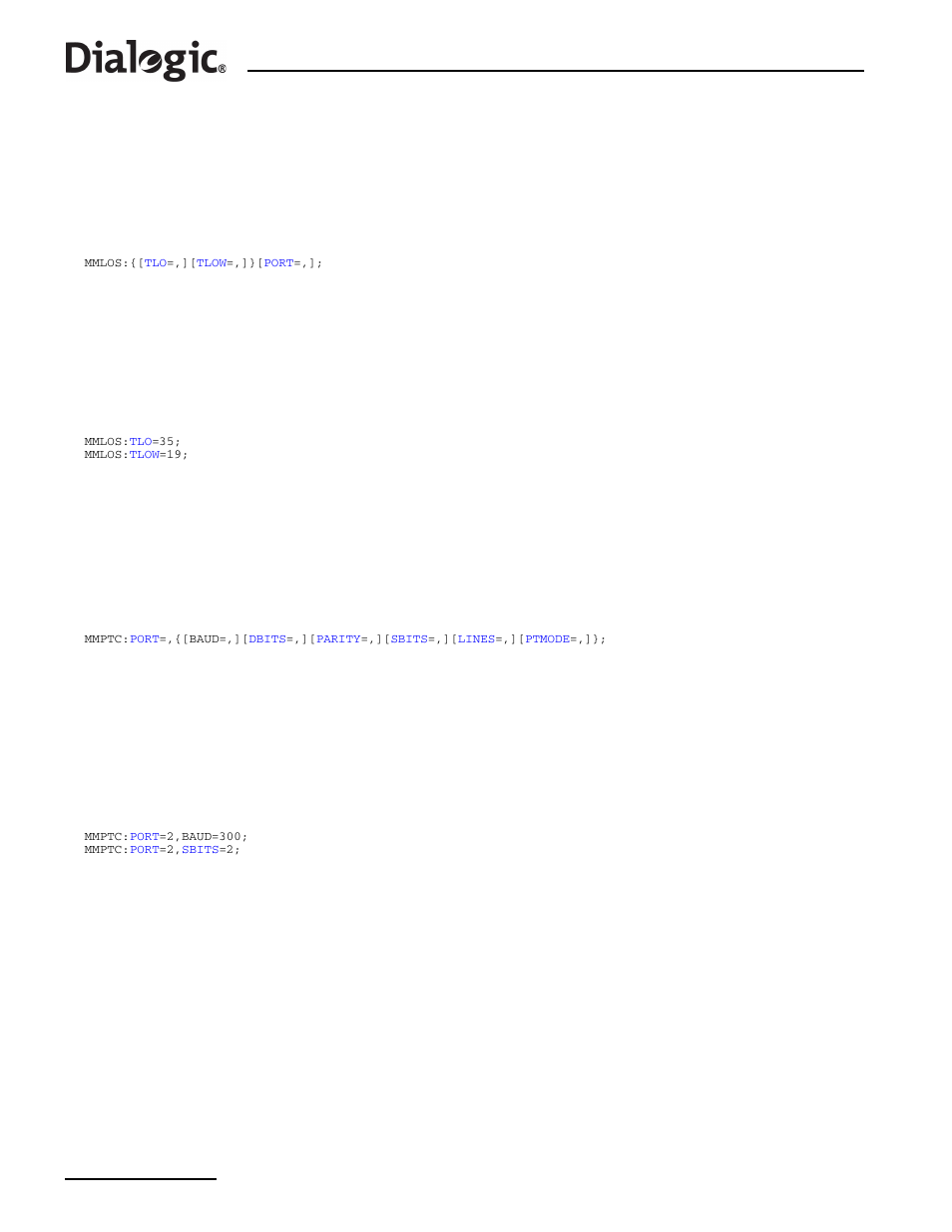 3 mmlos, 4 mmptc, Mmlos – mml log off set | Mmptc – mml port change, Mmlos, Mml log off set, Mmptc, Mml port change | Dialogic SS7G2X User Manual | Page 82 / 170