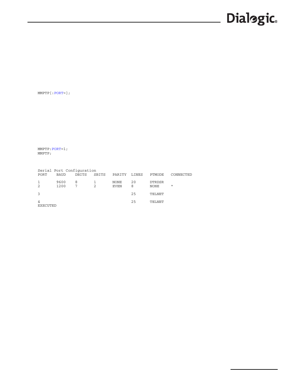 5 mmptp, Mmptp – mml port print, Mmptp | Mml port print | Dialogic SS7G2X User Manual | Page 83 / 170