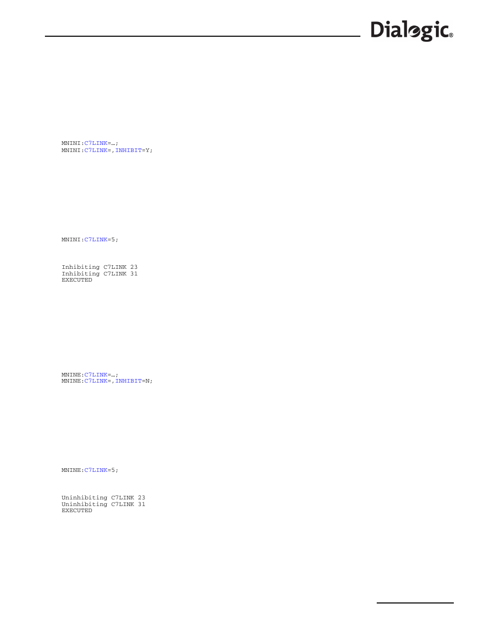 3 mnini, 4 mnine, Mnini – maintenance inhibit initiate | Mnine – maintenance inhibit end, Mnini, Maintenance inhibit initiate, Mnine, Maintenance inhibit end | Dialogic SS7G2X User Manual | Page 87 / 170