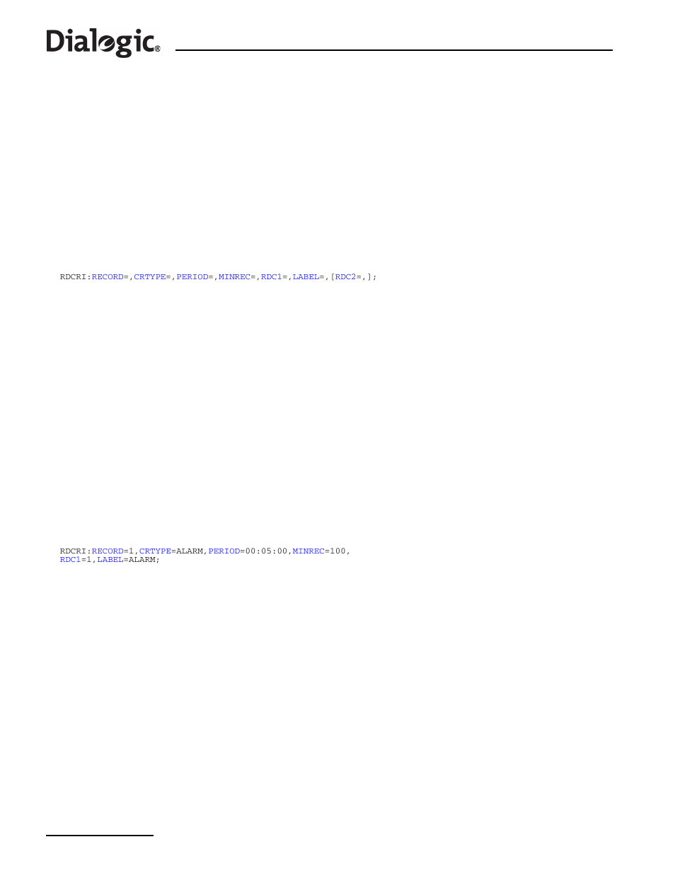 1 rdcri, Rdcri, Remote data centre continuous record initiate | Dialogic SS7G2X User Manual | Page 98 / 170