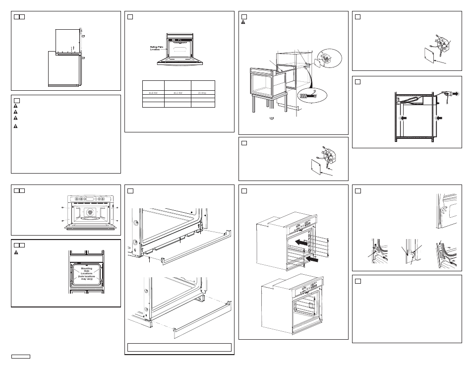 Warning | GE Profile 30 Inch Combination Wall Oven Installation Instructions User Manual | Page 2 / 4