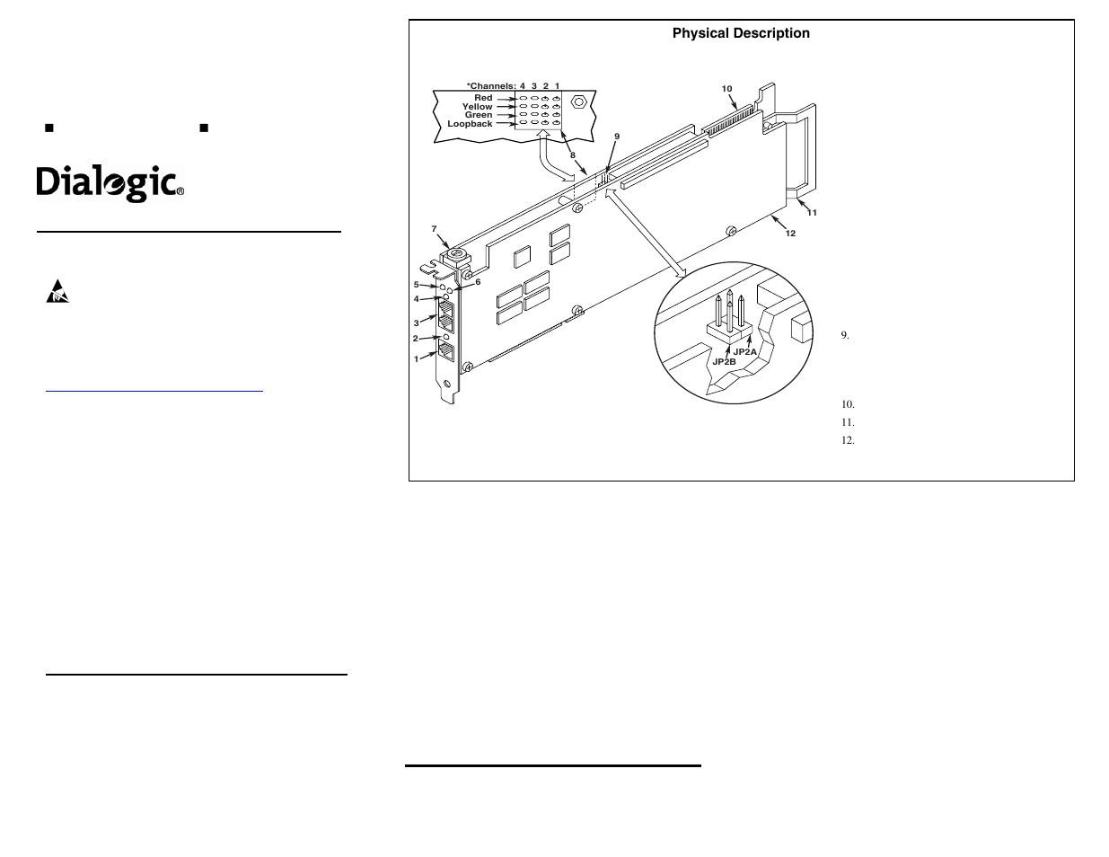 Dialogic DM/IP601-2E1-PCI-100BT User Manual | 2 pages