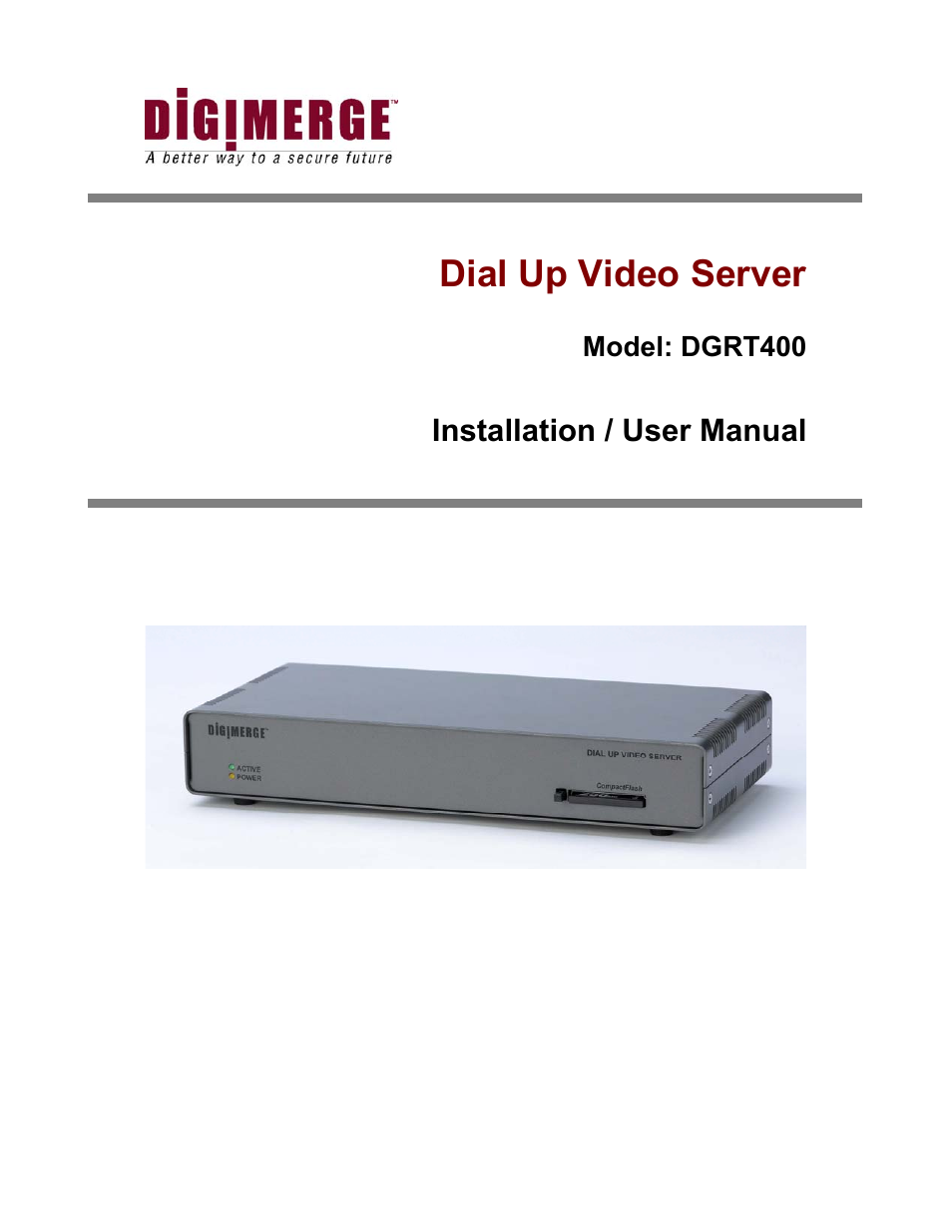 Digimerge DGRT400 User Manual | 37 pages