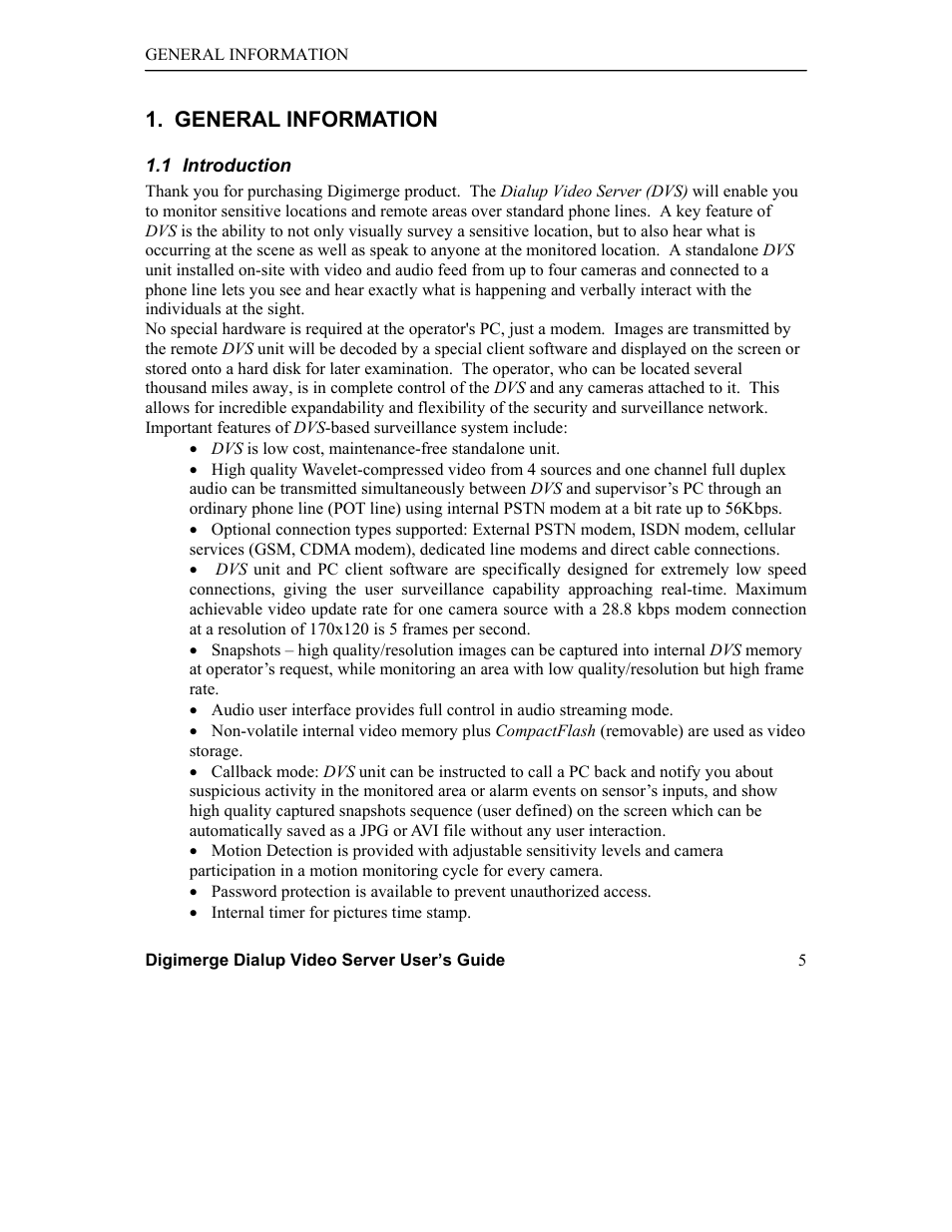 General information | Digimerge DGRT400 User Manual | Page 5 / 37