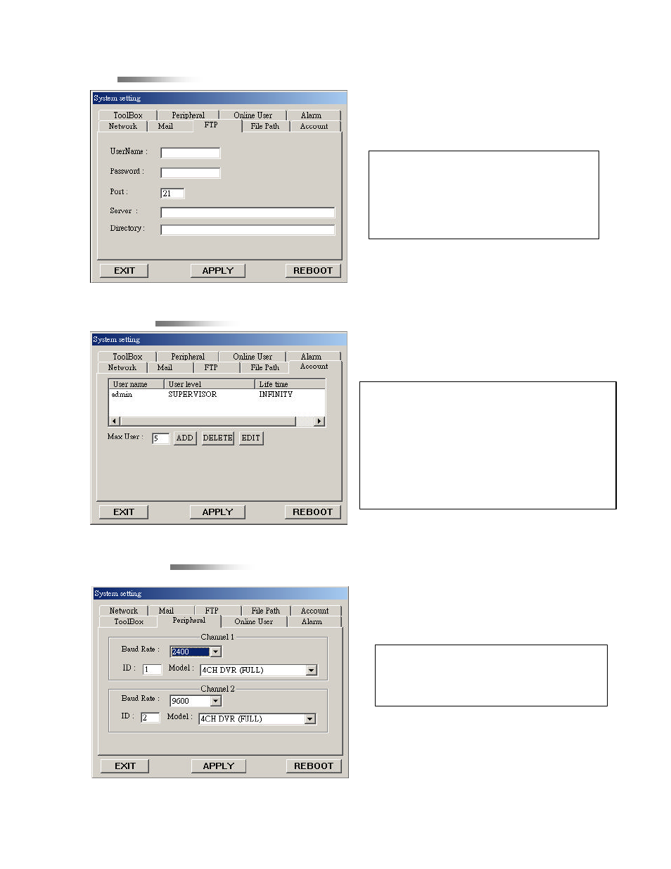 Ftp account account peripheral peripheral | Digimerge D4202 User Manual | Page 33 / 44