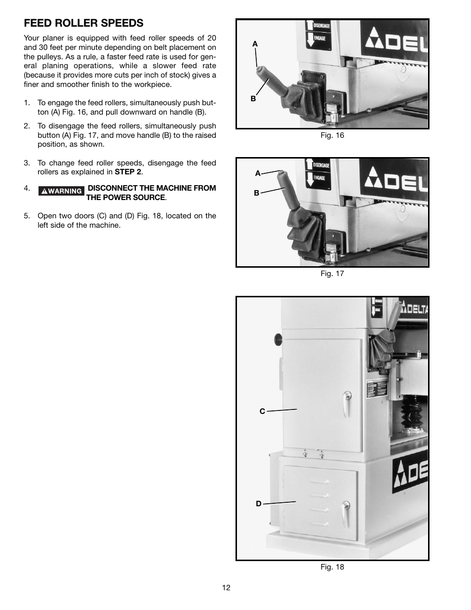 Feed roller speeds | Delta 22-470 User Manual | Page 12 / 28