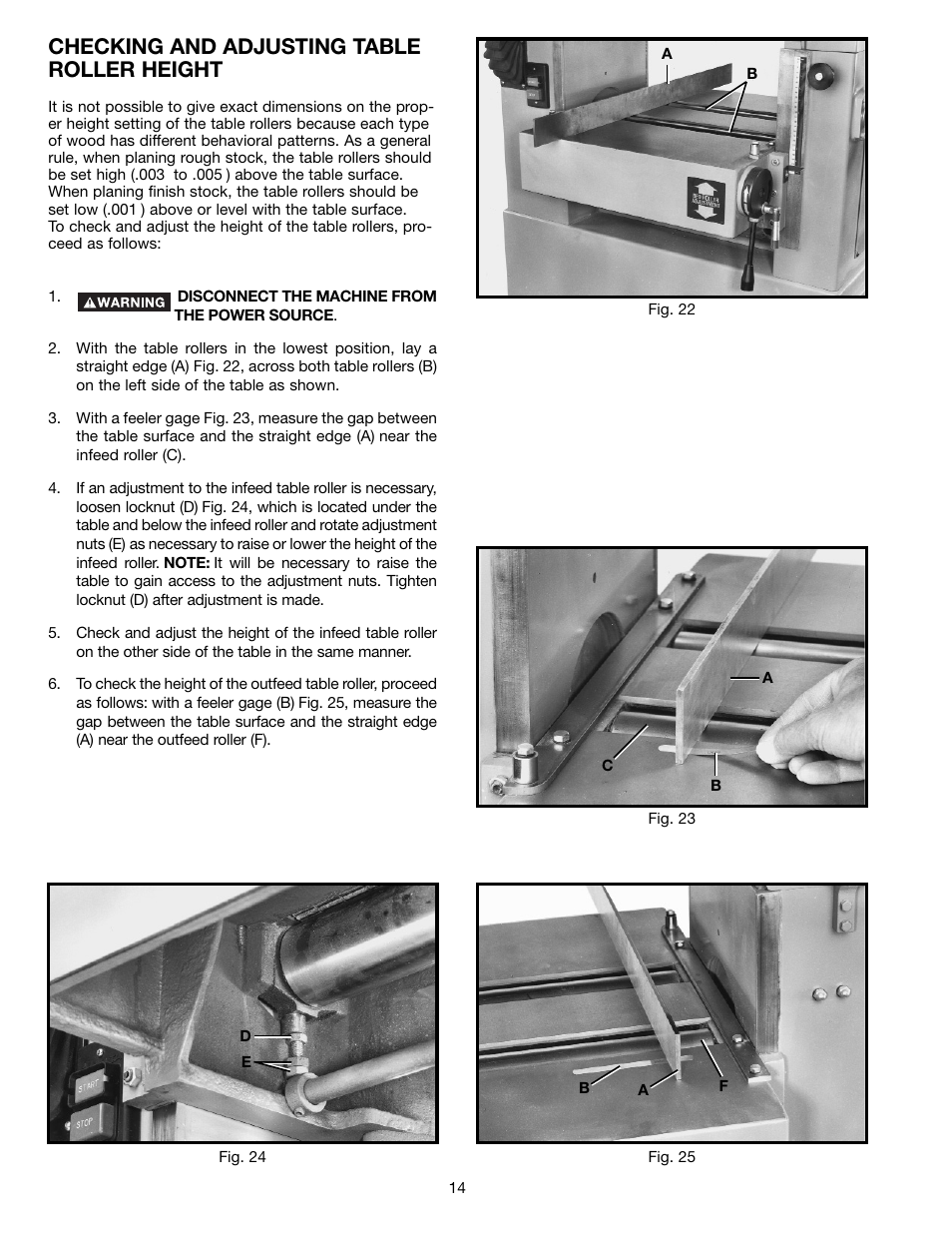 Checking and adjusting table roller height | Delta 22-470 User Manual | Page 14 / 28