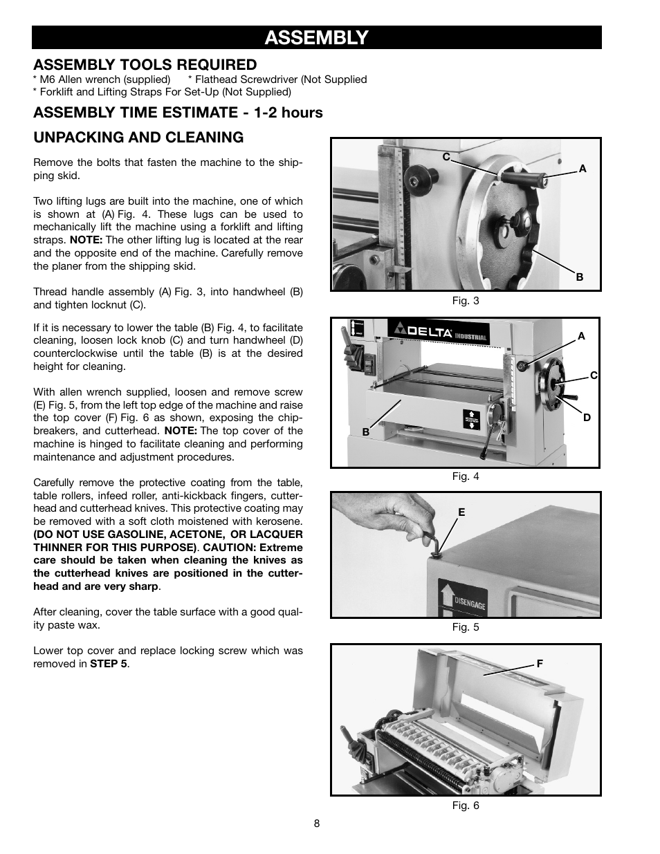 Assembly, Unpacking and cleaning | Delta 22-470 User Manual | Page 8 / 28
