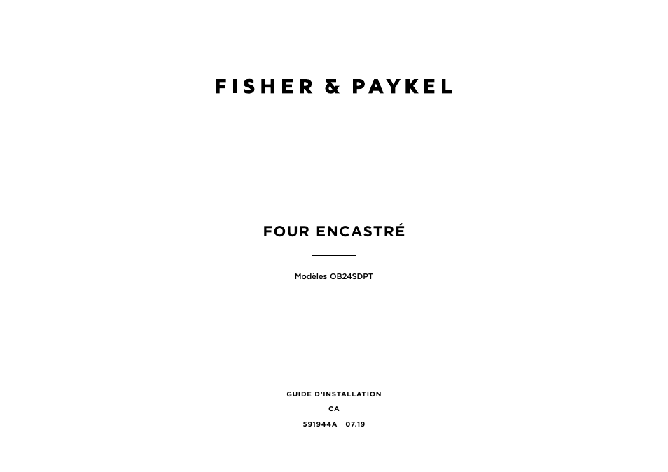 Four encastré | Fisher & Paykel Series 9 Minimal Series 24 Inch Single Smart Electric Wall Oven Installation Guide User Manual | Page 11 / 20