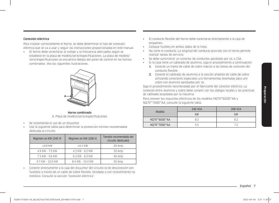 Samsung BESPOKE 30 Inch Smart Combination Electric Wall Oven Installation Guide User Manual | Page 23 / 48