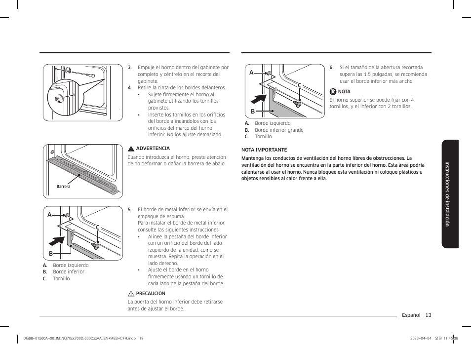 Samsung BESPOKE 30 Inch Smart Combination Electric Wall Oven Installation Guide User Manual | Page 29 / 48