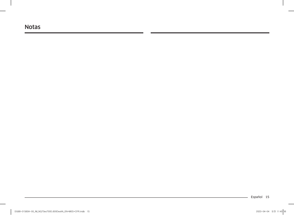 Notas | Samsung BESPOKE 30 Inch Smart Combination Electric Wall Oven Installation Guide User Manual | Page 31 / 48