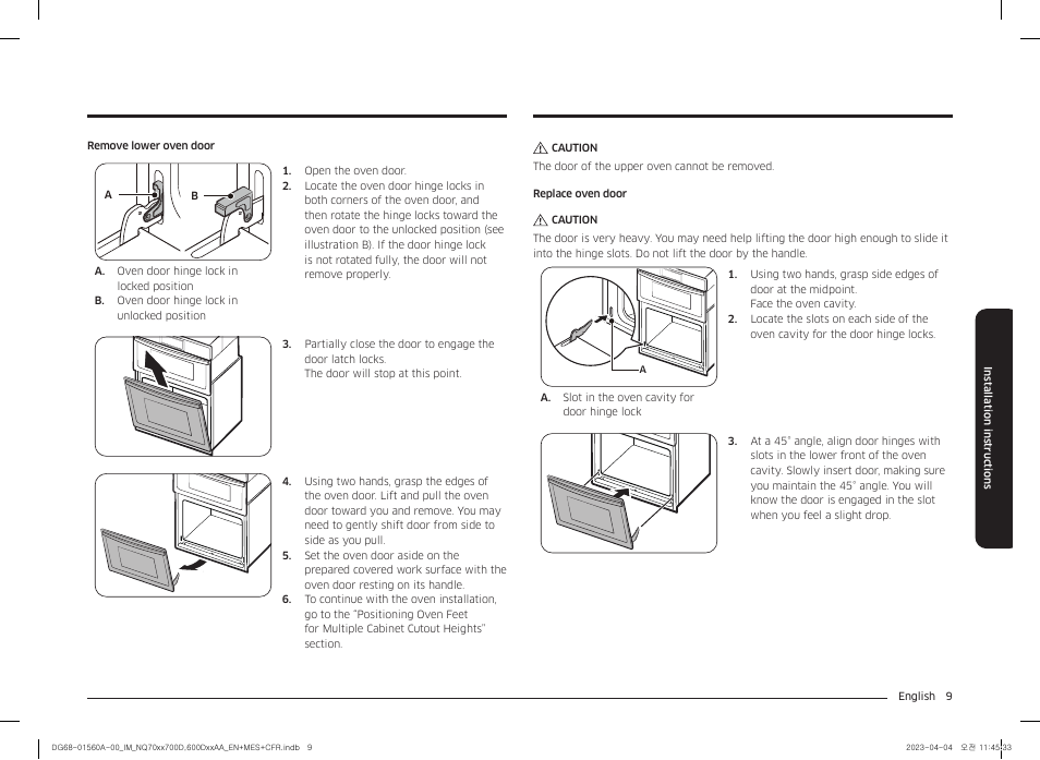 Samsung BESPOKE 30 Inch Smart Combination Electric Wall Oven Installation Guide User Manual | Page 9 / 48