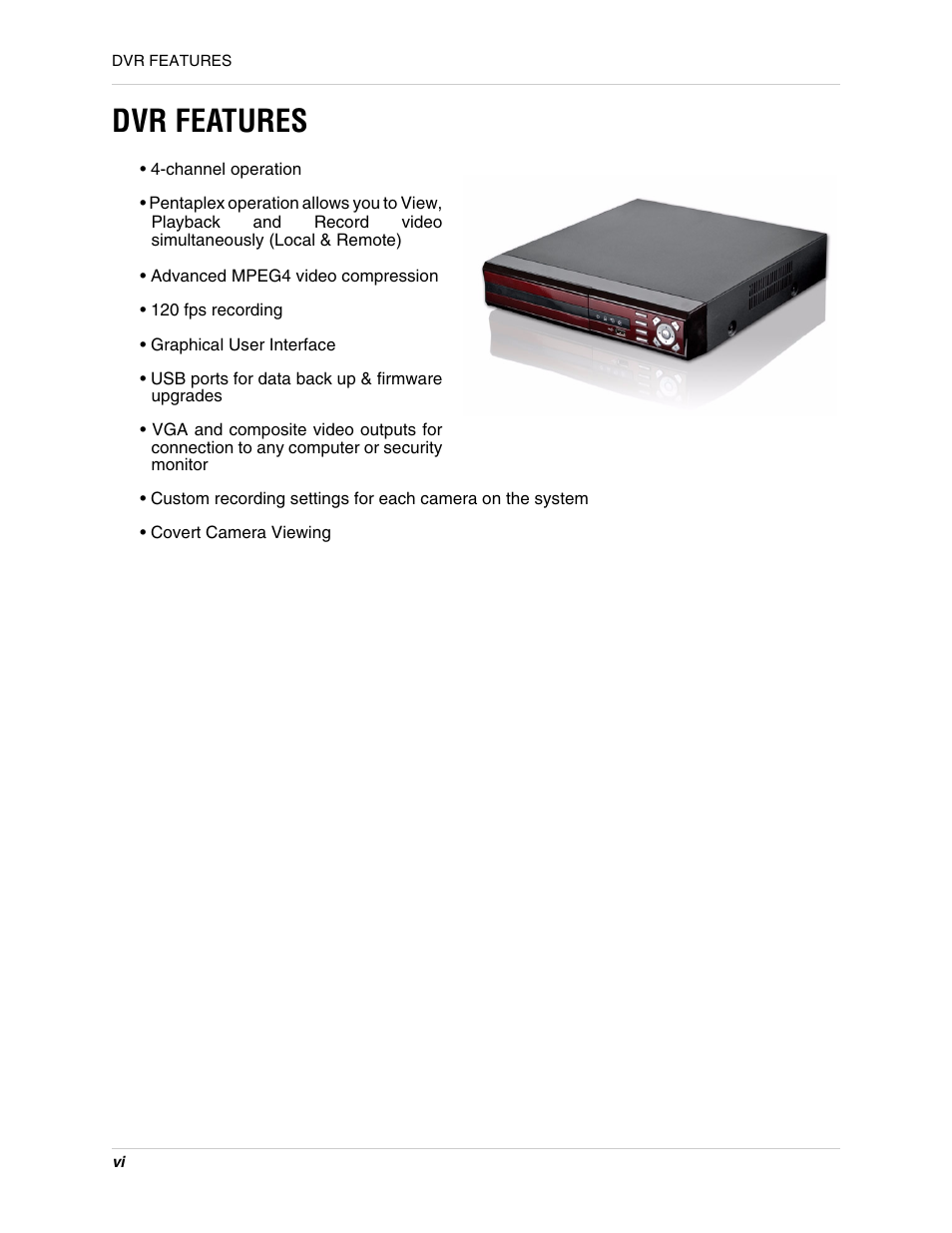 Dvr features | Digimerge DHU104 User Manual | Page 6 / 88