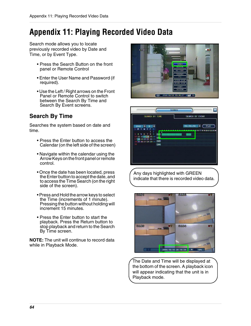 Appendix 11: playing recorded video data | Digimerge DHU104 User Manual | Page 72 / 88