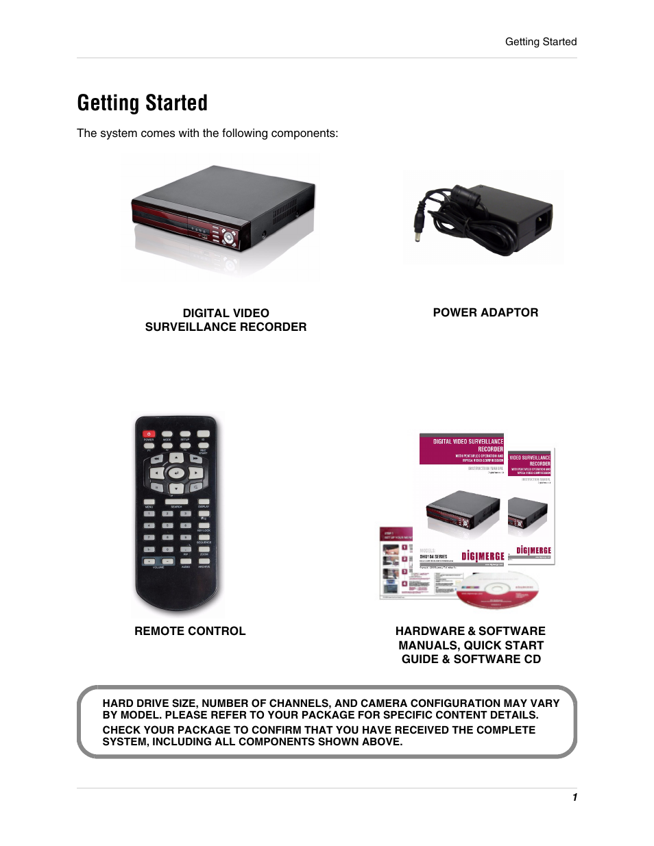 Getting started | Digimerge DHU104 User Manual | Page 9 / 88