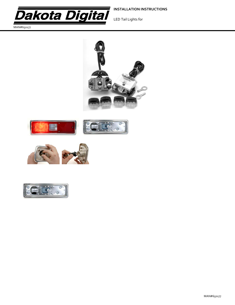 Dakota Digital LED Tail Lights LAT-NR150 User Manual | 3 pages