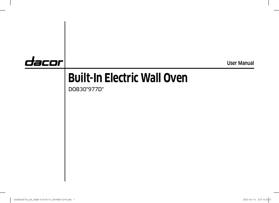 Dacor Transitional 30 Inch Double Electric Smart Wall Oven User Manual User Manual | 188 pages