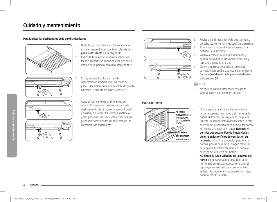 Cuidado y mantenimiento | Dacor Transitional 30 Inch Double Electric Smart Wall Oven User Manual User Manual | Page 108 / 188