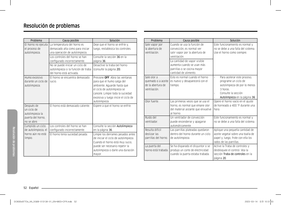 Resolución de problemas | Dacor Transitional 30 Inch Double Electric Smart Wall Oven User Manual User Manual | Page 114 / 188
