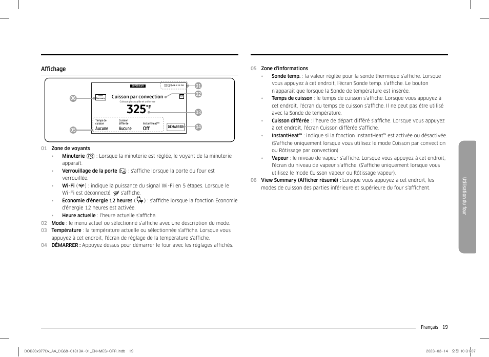 Affichage, Affichage 19 | Dacor Transitional 30 Inch Double Electric Smart Wall Oven User Manual User Manual | Page 143 / 188