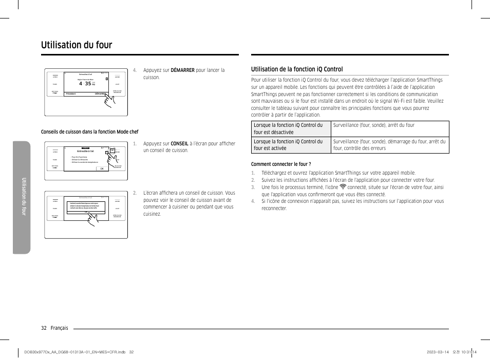 Utilisation de la fonction iq control, Utilisation du four, 32 français utilisation du f our | Dacor Transitional 30 Inch Double Electric Smart Wall Oven User Manual User Manual | Page 156 / 188