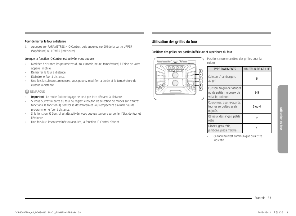 Utilisation des grilles du four | Dacor Transitional 30 Inch Double Electric Smart Wall Oven User Manual User Manual | Page 157 / 188