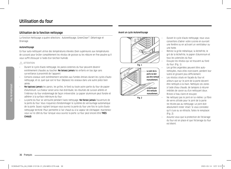 Utilisation de la fonction nettoyage, Utilisation du four | Dacor Transitional 30 Inch Double Electric Smart Wall Oven User Manual User Manual | Page 160 / 188