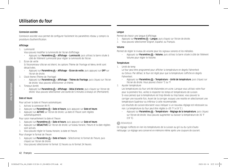 Utilisation du four | Dacor Transitional 30 Inch Double Electric Smart Wall Oven User Manual User Manual | Page 166 / 188