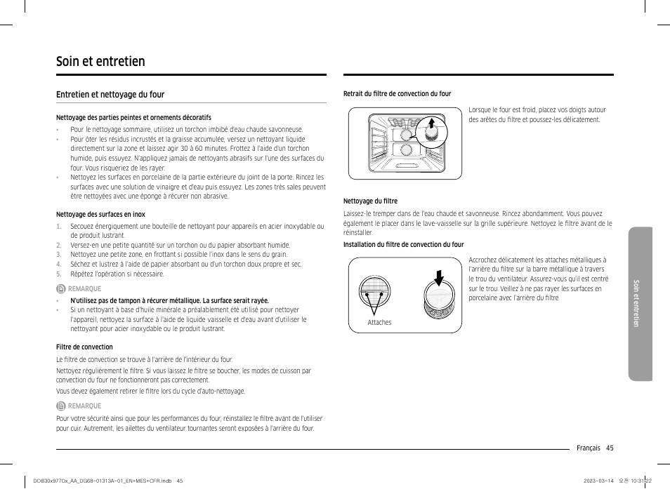 Soin et entretien, Entretien et nettoyage du four | Dacor Transitional 30 Inch Double Electric Smart Wall Oven User Manual User Manual | Page 169 / 188