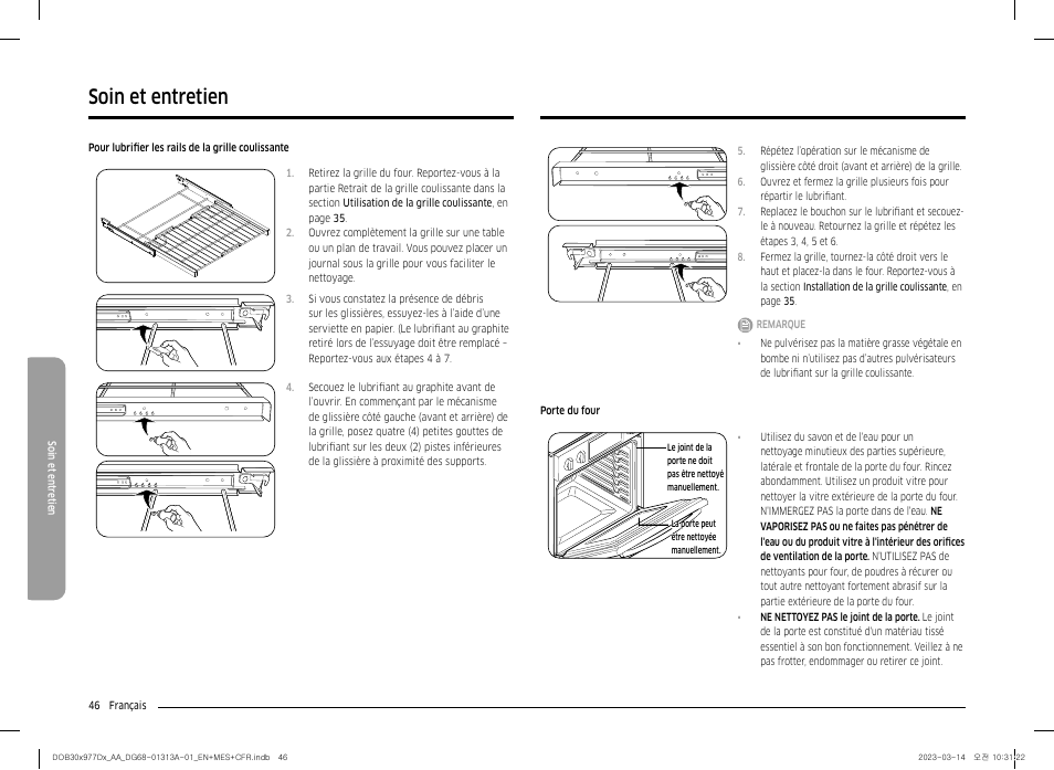 Soin et entretien | Dacor Transitional 30 Inch Double Electric Smart Wall Oven User Manual User Manual | Page 170 / 188