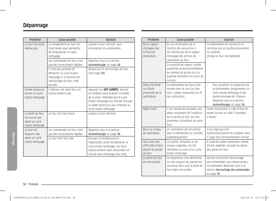 Dépannage | Dacor Transitional 30 Inch Double Electric Smart Wall Oven User Manual User Manual | Page 176 / 188