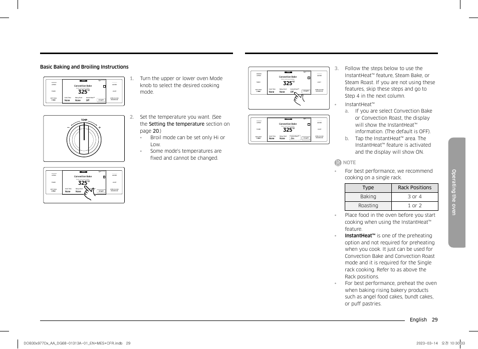 English 29 oper ating the o v en | Dacor Transitional 30 Inch Double Electric Smart Wall Oven User Manual User Manual | Page 29 / 188