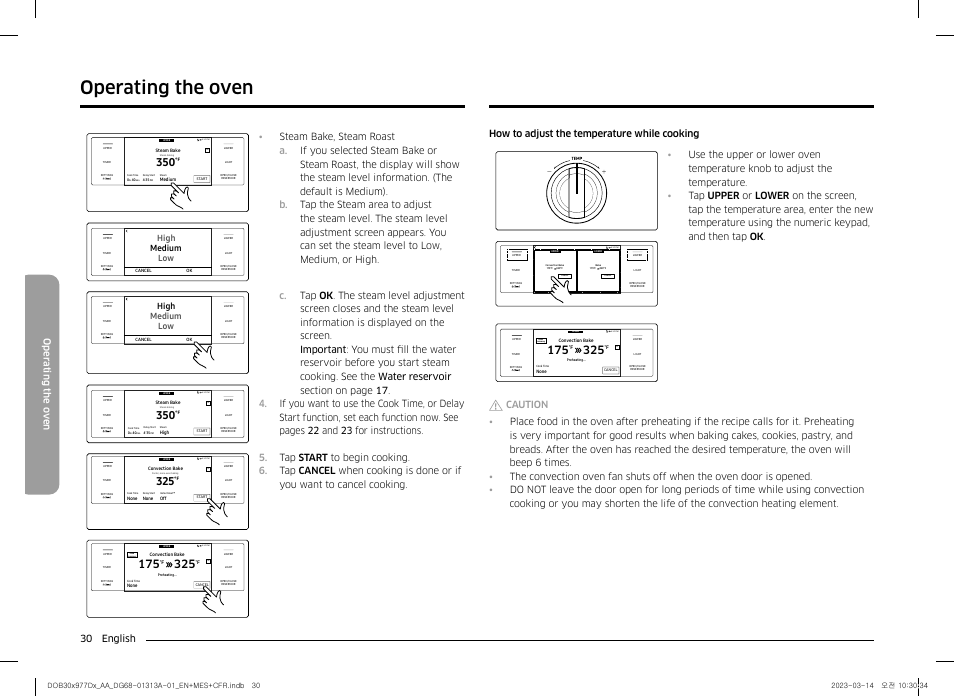 Ough, Operating the oven, 30 english oper ating the o v en | Low high medium | Dacor Transitional 30 Inch Double Electric Smart Wall Oven User Manual User Manual | Page 30 / 188