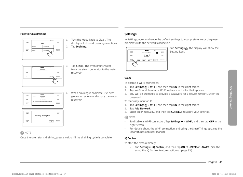 Settings, Settings 41 | Dacor Transitional 30 Inch Double Electric Smart Wall Oven User Manual User Manual | Page 41 / 188