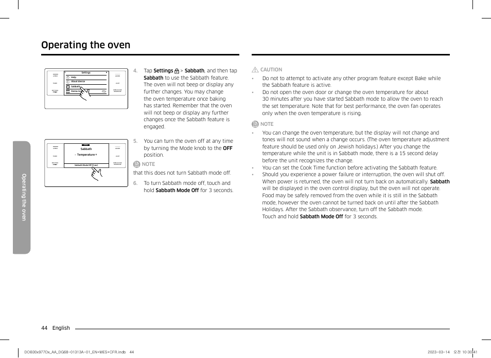 Operating the oven | Dacor Transitional 30 Inch Double Electric Smart Wall Oven User Manual User Manual | Page 44 / 188