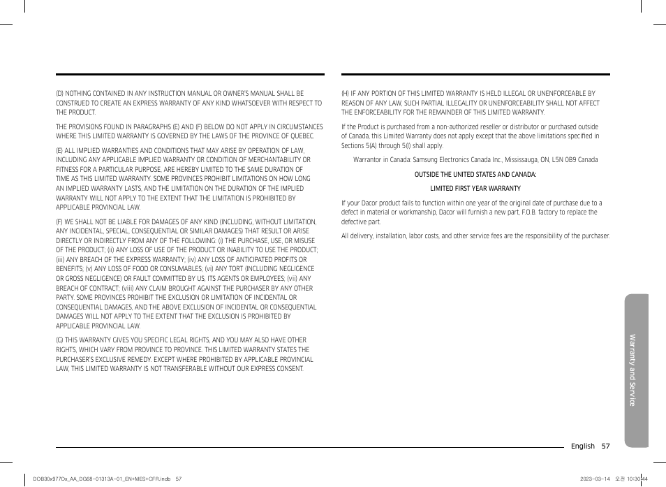 Dacor Transitional 30 Inch Double Electric Smart Wall Oven User Manual User Manual | Page 57 / 188