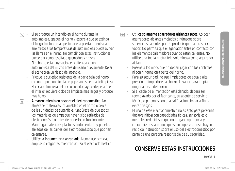 Conserve estas instrucciones | Dacor Transitional 30 Inch Double Electric Smart Wall Oven User Manual User Manual | Page 67 / 188