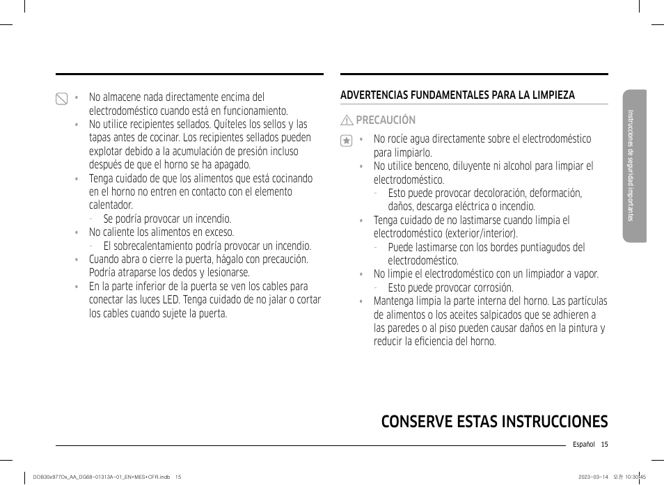 Conserve estas instrucciones | Dacor Transitional 30 Inch Double Electric Smart Wall Oven User Manual User Manual | Page 77 / 188