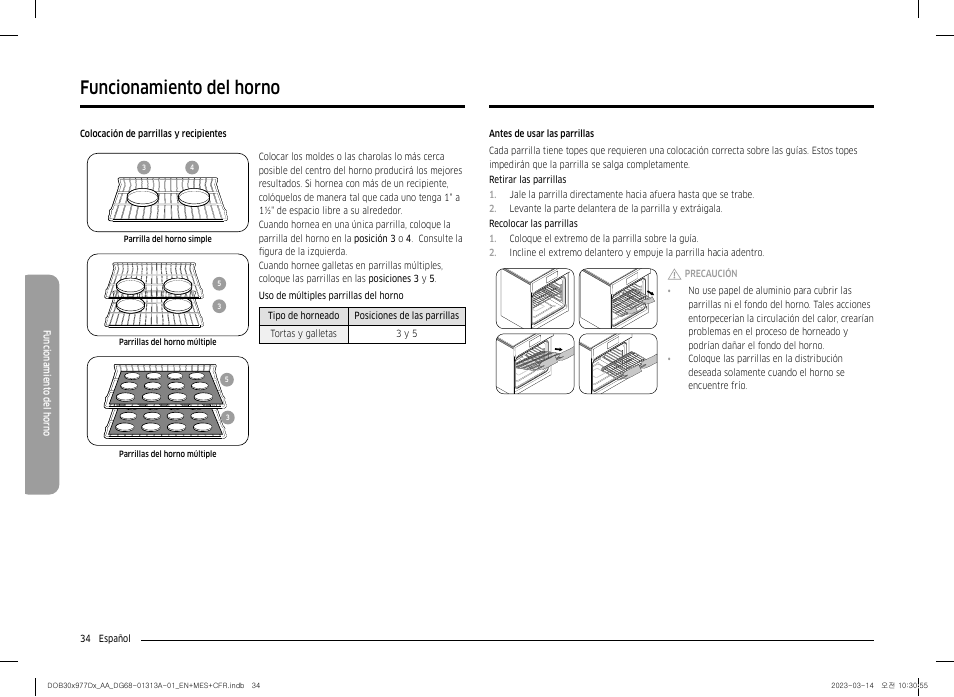Funcionamiento del horno | Dacor Transitional 30 Inch Double Electric Smart Wall Oven User Manual User Manual | Page 96 / 188