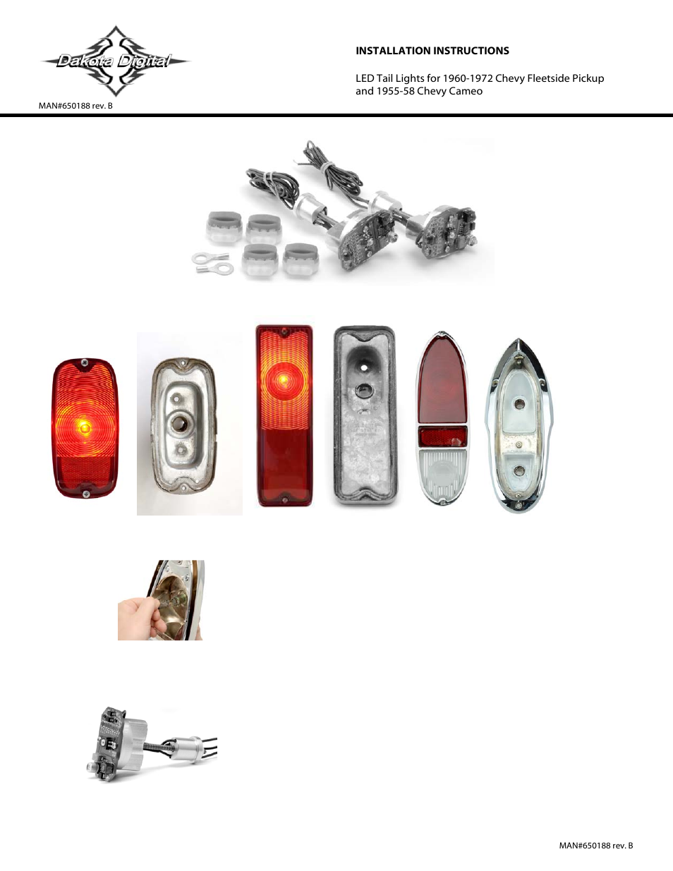 Dakota Digital LED Tail Lights LAT-NR230 User Manual | 3 pages