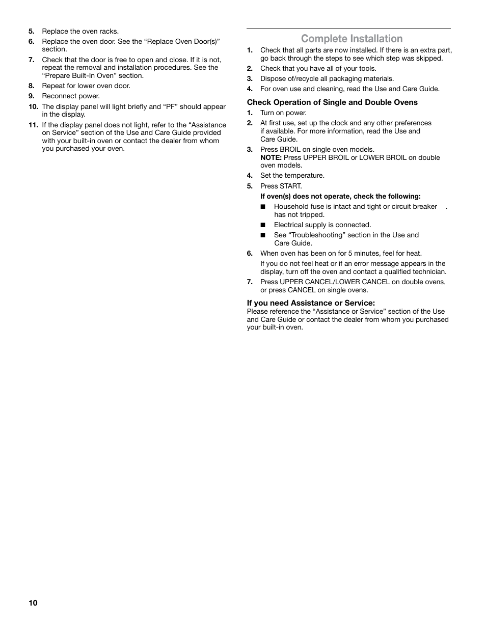 Complete installation | JennAir Euro-Style Series 30 Inch Double Combination Smart Electric Wall Oven Flush Installation Instructions User Manual | Page 10 / 20