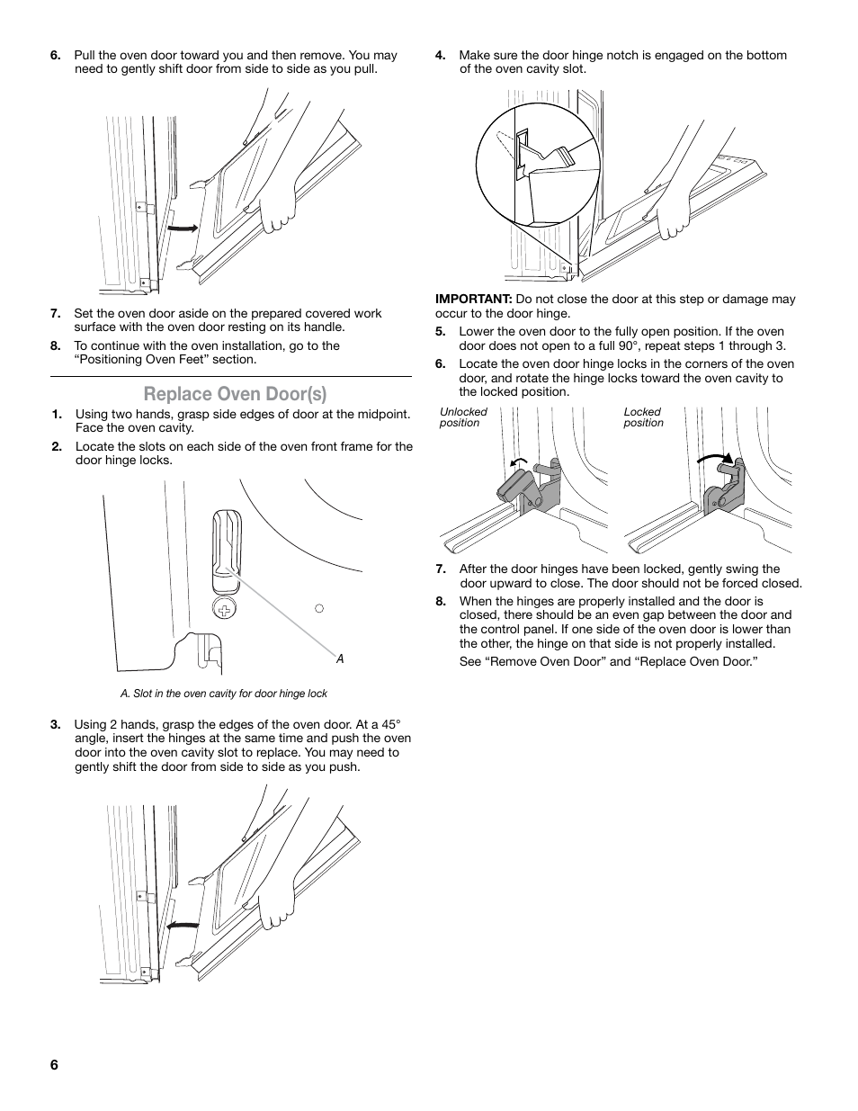 Replace oven door(s) | JennAir Euro-Style Series 30 Inch Double Combination Smart Electric Wall Oven Flush Installation Instructions User Manual | Page 6 / 20