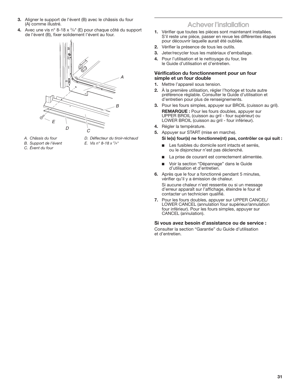 Achever l’installation | JennAir Euro-Style Series 30 Inch Double Combination Smart Electric Wall Oven Installation Instructions User Manual | Page 31 / 32