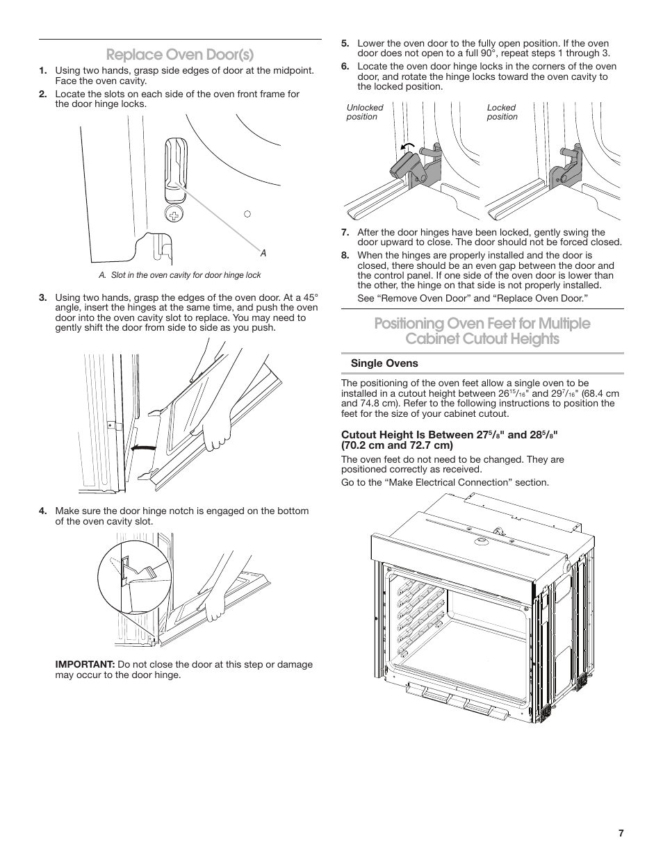 Replace oven door(s) | JennAir Euro-Style Series 30 Inch Double Combination Smart Electric Wall Oven Installation Instructions User Manual | Page 7 / 32
