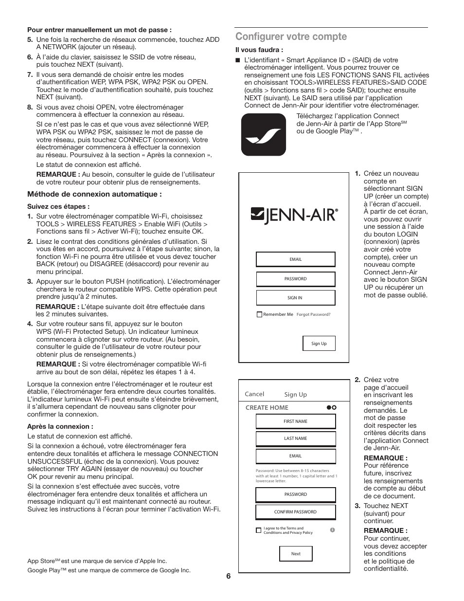 Configurer votre compte | JennAir Euro-Style Series 30 Inch Double Combination Smart Electric Wall Oven Instruction Sheet User Manual | Page 6 / 8