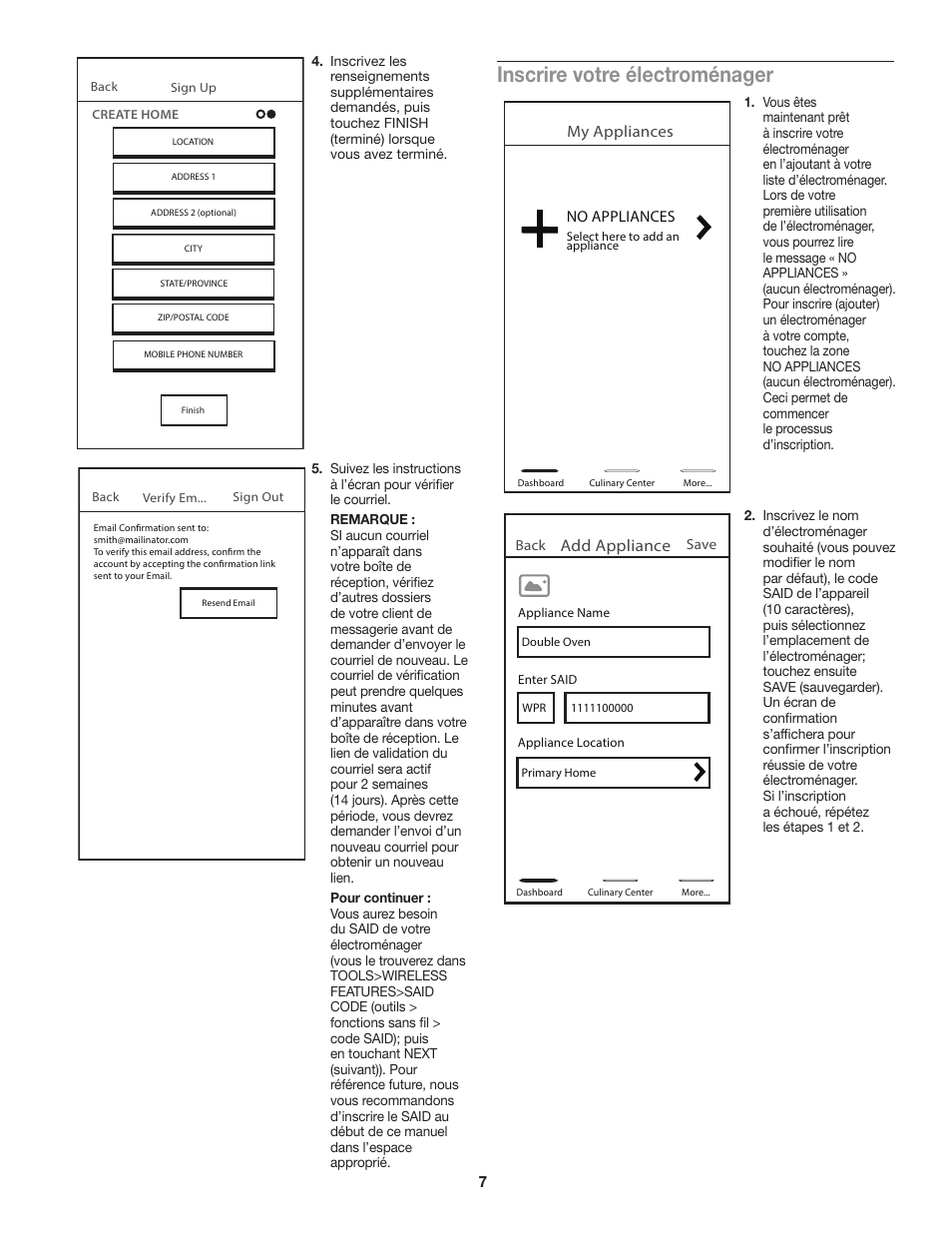 Inscrire votre électroménager | JennAir Euro-Style Series 30 Inch Double Combination Smart Electric Wall Oven Instruction Sheet User Manual | Page 7 / 8